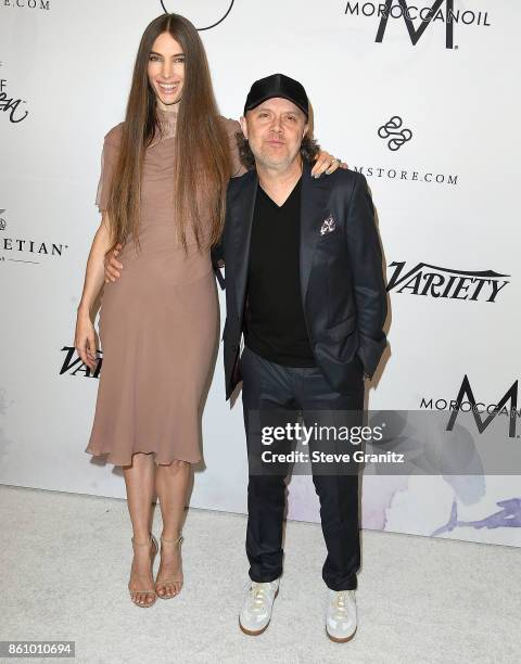 Lars Ulrich, Jessica Miller arrives at the Variety's Power Of Women: Los Angeles at the Beverly Wilshire Four Seasons Hotel on October 13, 2017 in...