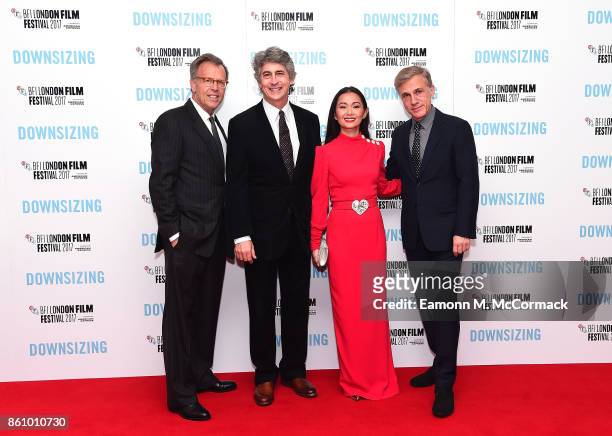 Mark Johnson, Alexander Payne, Hong Chau and Christoph Waltz attend the UK premiere of "Downsizing", the BFI Patron's Gala, during the London Film...