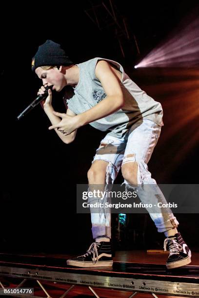 American singer and internet personality Jacob Sartorius performs on stage on October 13, 2017 in Milan, Italy.