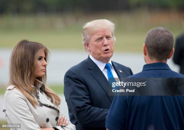 United States President Donald J. Trump and first lady Melania Trump tour the U.S. Secret Service James J. Rowley Training Center October 13, 2017 in...