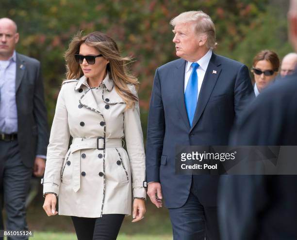 United States President Donald J. Trump and first lady Melania Trump tour the U.S. Secret Service James J. Rowley Training Center October 13, 2017 in...
