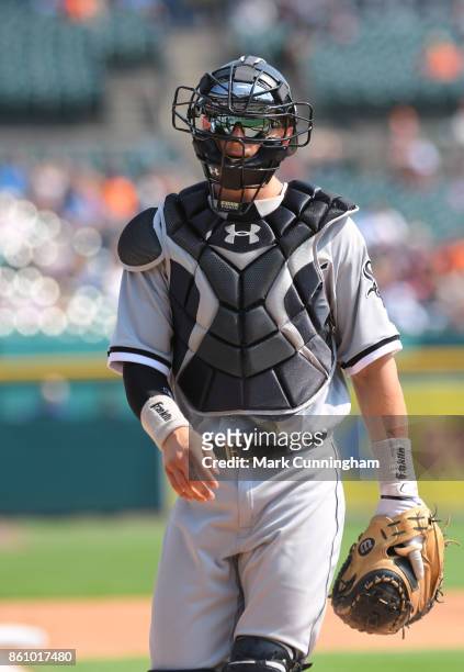 Rob Brantly of the Chicago White Sox looks on during the game against the Detroit Tigers at Comerica Park on September 17, 2017 in Detroit, Michigan....