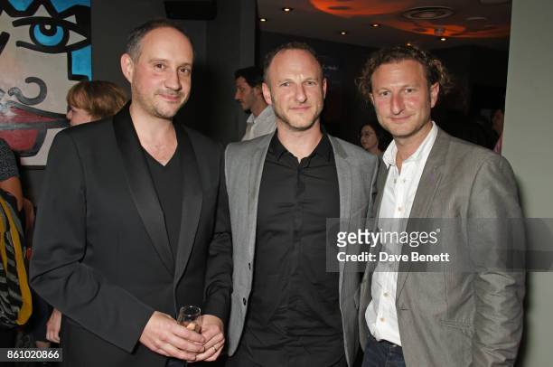 Max Pugh, Marc J Francis and Nick Francis attend the "Walk With Me" party sponsored by Martin Millers Gin at The Den, 100 Wardour St, on October 13,...