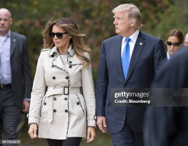 President Donald Trump, right, and U.S. First Lady Melania Trump tour the U.S. Secret Service James J. Rowley Training Center in Beltsville,...