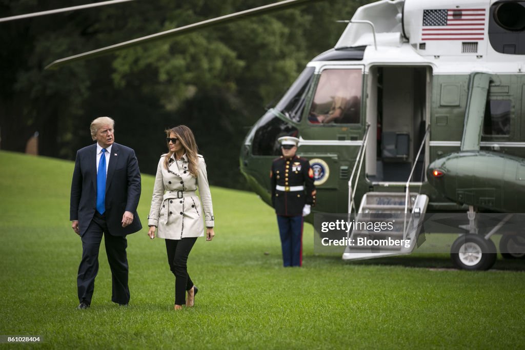 President Trump And First Lady Melania Trump Arrive At The White House