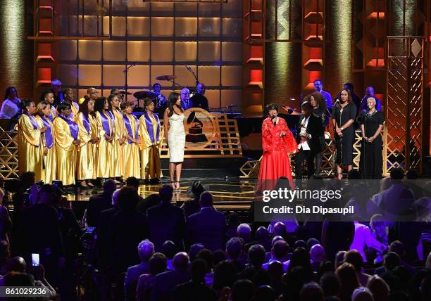 Honoree Shirley Caesar performs with Kirk Franklin during the GRAMMY Salute to Music Legends at Beacon Theatre on July 11, 2017 in New York City.