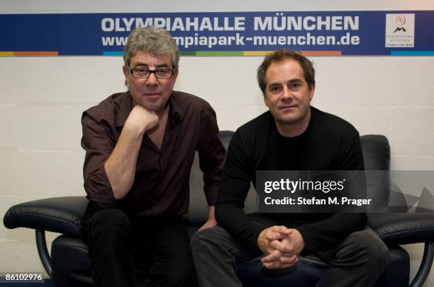Photo of 10CC and Graham GOULDMAN and Mick WILSON, L-R Graham Gouldman and Mick Wilson backstage at the Nokia Night Of The Proms