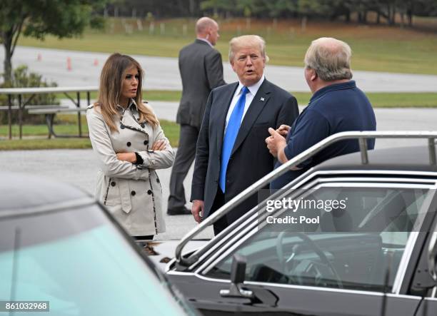 President Donald Trump and first lady Melania Trump tour the U.S. Secret Service James J. Rowley Training Center on October 13, 2017 in Beltsville,...