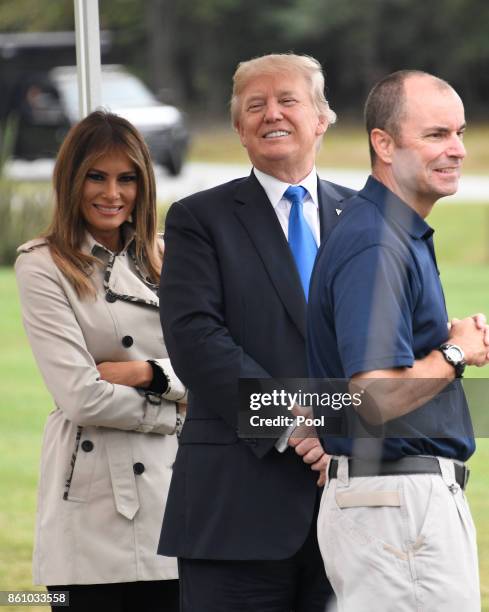 President Donald Trump and first lady Melania Trump tour the U.S. Secret Service James J. Rowley Training Center on October 13, 2017 in Beltsville,...