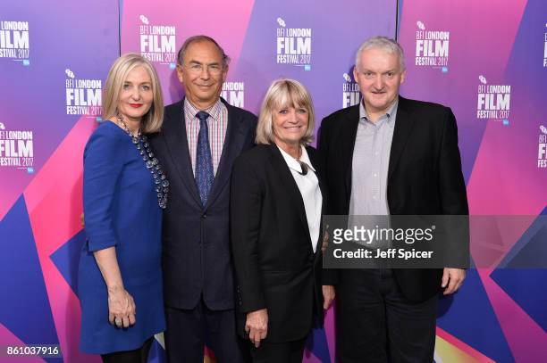 Deborah Armstrong , Michael Garin, Francine Cousteau and Hamish Mykura arrive at the European premiere of "Jane" during the 61st BFI London Film...