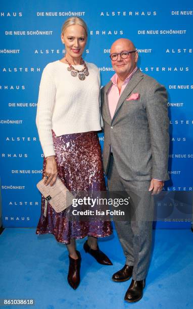 Model Petra van Bremen and Andre Maeder during the Alsterhaus Beauty Opening 'Die Neue Schönheit' on October 13, 2017 in Hamburg, Germany.