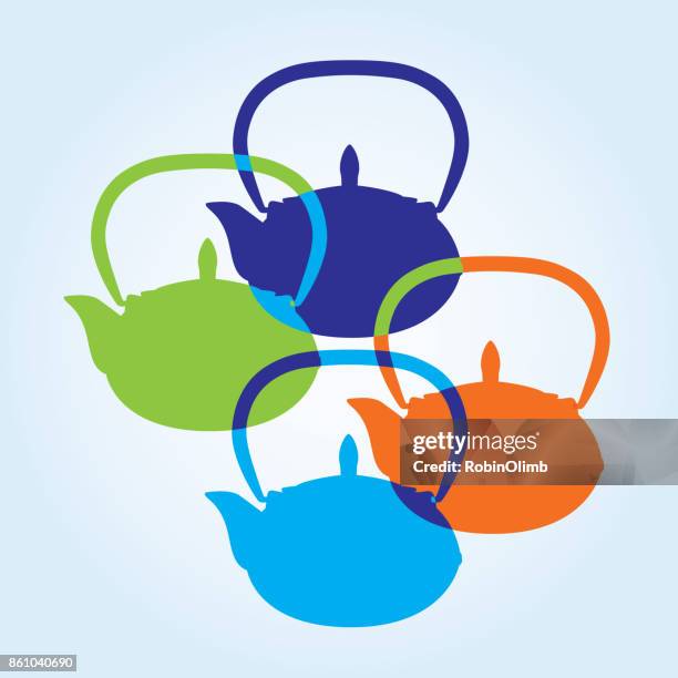 colorful teapot - kettle stock illustrations