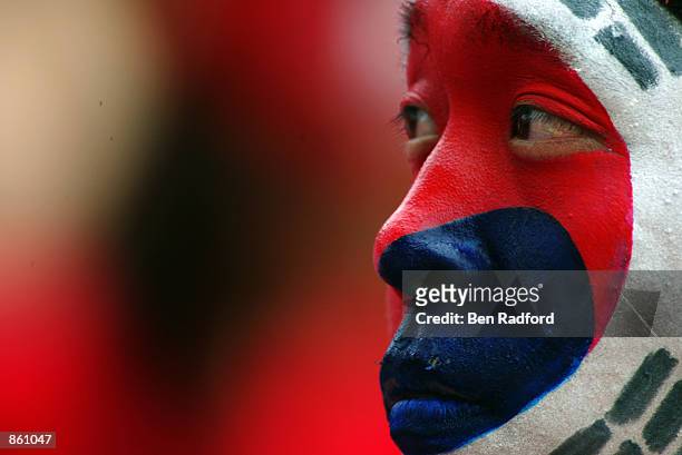 South Korea fan during the FIFA World Cup Finals 2002 Quarter Finals match between Spain and South Korea played at the Gwangju World Cup Stadium, in...