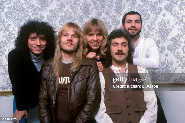 Photo of STYX; ltoR John Panozzo, James Young, Tommy Shaw,Dennis deYoung, Chuck Panozzo