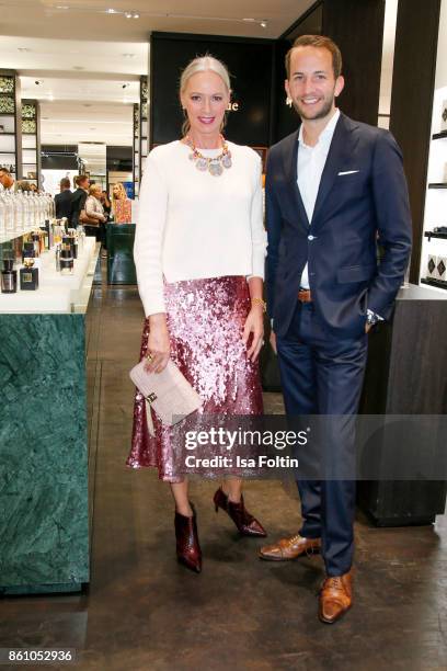 Model Petra van Bremen and Timo Weber during the Alsterhaus Beauty Opening 'Die Neue Schönheit' on October 13, 2017 in Hamburg, Germany.