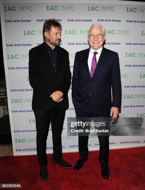 Liam Neeson and Steve Martin attends the 2017 Irish Arts Center Spirit of Ireland Gala at Cipriani 42nd Street on October 13, 2017 in New York City.