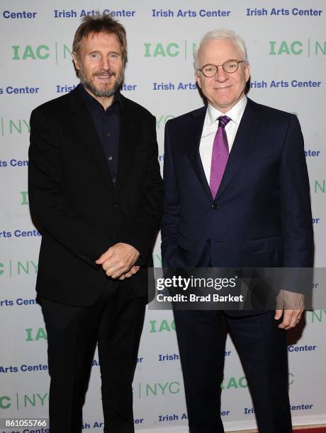 Liam Neeson and Steve Martin attends the 2017 Irish Arts Center Spirit of Ireland Gala at Cipriani 42nd Street on October 13, 2017 in New York City.