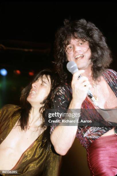 Photo of Gregg ROLIE and Steve PERRY and JOURNEY; Steve Perry and Gregg Rolie performing live onstage