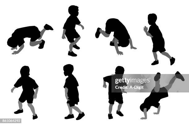 child horse play fun - kid handstand stock illustrations