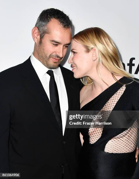 Screenwriter Marc Silverstein and actor Matthew Robinson and Natasha Bedingfield attend attend the amfAR Gala at Ron Burkle's Green Acres Estate on...