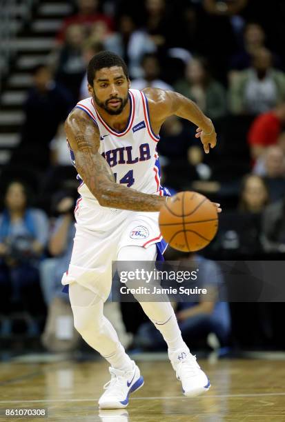 James Michael McAdoo of the Philadelphia 76ers in action during the game against the Miami Heat at Sprint Center on October 13, 2017 in Kansas City,...