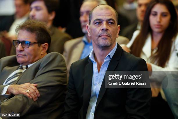 Sergio Hernandez coach of Argentina looks on during the final presentation of Argentina-Uruguay Candidacy For FIBA World Cup 2023 at NH Hotel on...