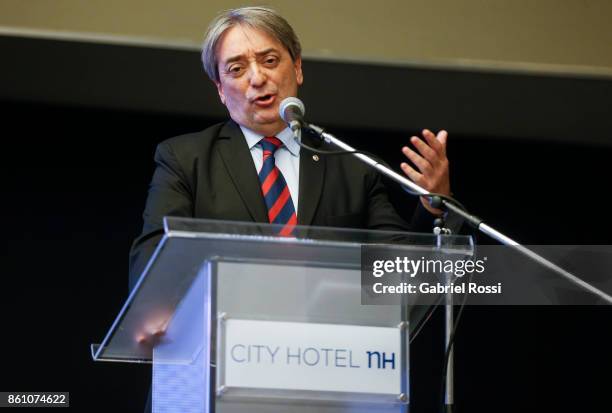 Uruguay's sports secretary Fernando Caceres speaks during the final presentation of Argentina-Uruguay Candidacy For FIBA World Cup 2023 at NH Hotel...