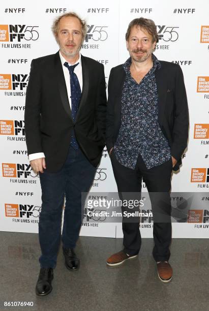 Directors Arnaud Desplechin and Mathieu Amalric attend the 55th New York Film Festival "Ismael's Ghosts director's cut" at Alice Tully Hall on...