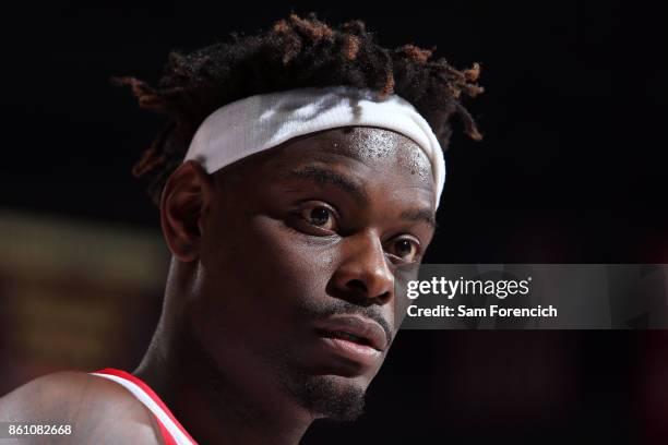 Anthony Morrow of the Portland Trail Blazers looks on during the preseason game against the Maccabi Haifa on October 13, 2017 at the Moda Center in...