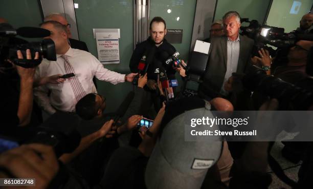 Joshua Boyle speaks to media. He and his wife Caitlain Coleman and their two sons, 4 and 2, and newborn daughter returned to Canada after being held...