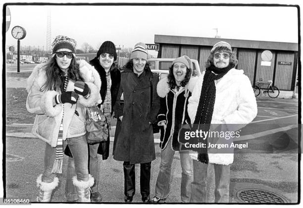 Photo of URIAH HEEP; Uriah Heep, Ken Hensley Lee Kerslake John Wetton Mick Box David Byron, February 1976. Denmark