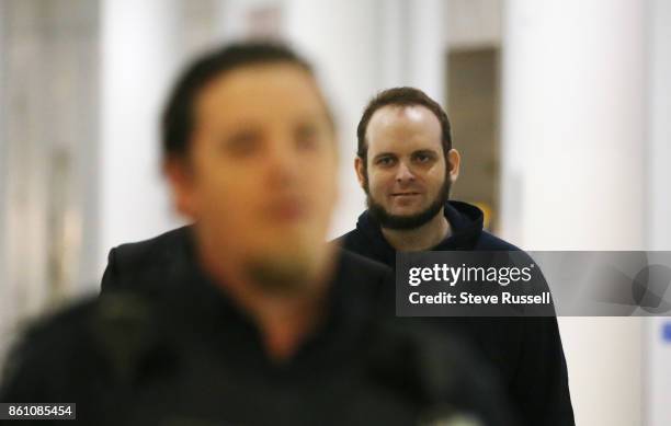 Joshua Boyle speaks to the media. He and his wife Caitlain Coleman and their two sons, 4 and 2, and newborn daughter returned to Canada after being...