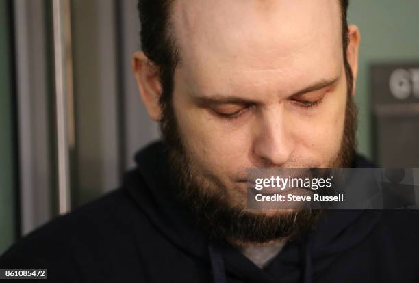 Joshua Boyle speaks to the media. He and his wife Caitlain Coleman and their two sons, 4 and 2, and newborn daughter returned to Canada after being...