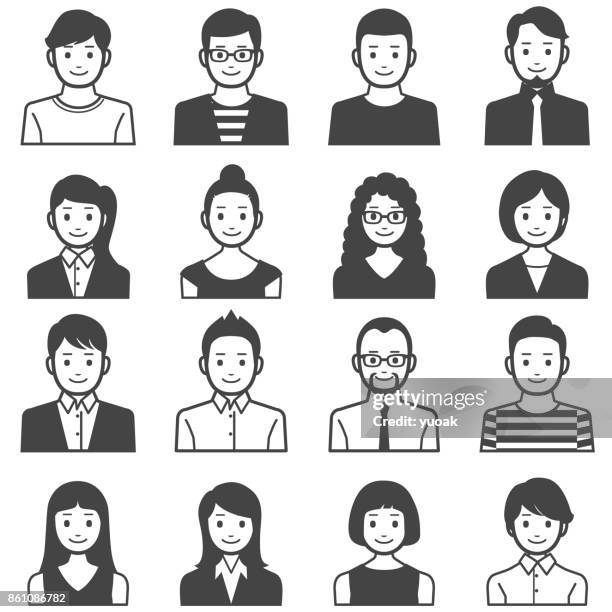 ilustraciones, imágenes clip art, dibujos animados e iconos de stock de personas avatars - pelo facial
