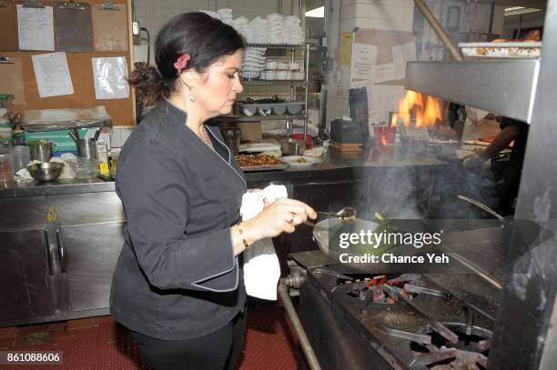 Chef Alex Guarnaschelli prepares a Dinner with Dominique Crenn and Alex Guarnaschelli part of the Bank of America Dinner Series presented by The Wall...