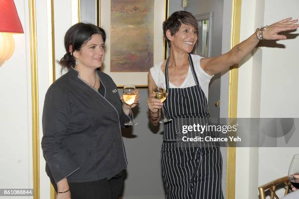 Chef Alex Guarnaschelli and Dominique Crenn speak during a Dinner with Dominique Crenn and Alex Guarnaschelli part of the Bank of America Dinner...