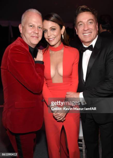 Writer/producer Ryan Murphy, TV personality Bethenny Frankel and CAA's Kevin Huvane attend the amfAR Gala Los Angeles 2017 at Ron Burkle's Green...