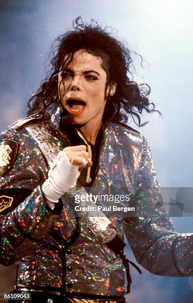 Photo of Michael JACKSON, Michael Jackson performing on stage at the Feyenoord Stadium - Dangerous Tour