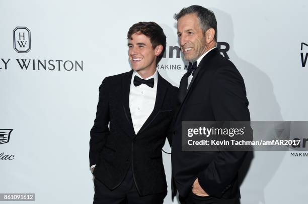 Connor Franta and Kenneth Cole at amfAR Los Angeles 2017 at Ron Burkle's Green Acres Estate on October 13, 2017 in Beverly Hills, Californi