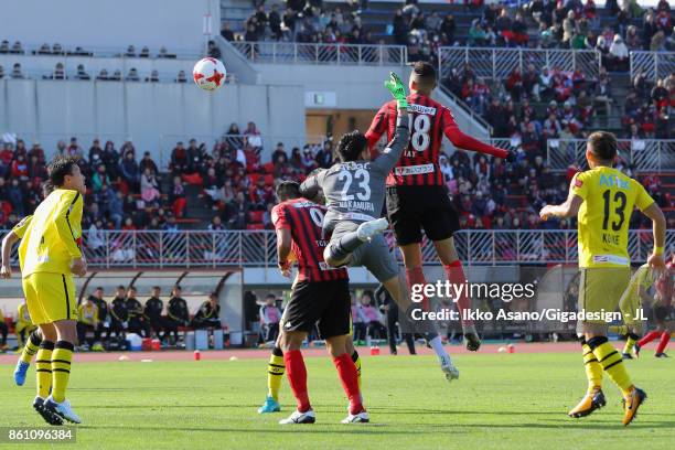 Jay Bothroyd of Consadole Sapporo scores his side's second goal during the J.League J1 match between Consadole Sapporo and Kashiwa Reysol at Sapporo...