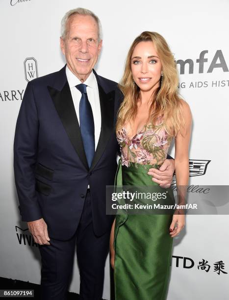 Donor Steve Tisch and Katia Francesconi attend the amfAR Gala Los Angeles 2017 at Ron Burkle's Green Acres Estate on October 13, 2017 in Beverly...