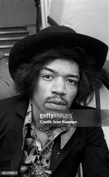 American guitarist and singer Jimi Hendrix of the Jimi Hendrix Experience, posed in London circa August 1967.
