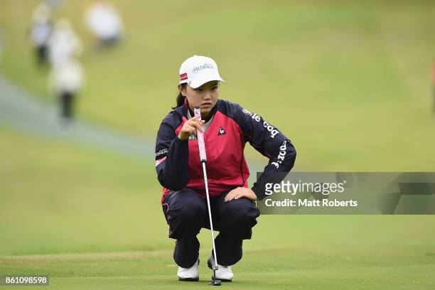 Yuting Seki of China prepares to putt on the 17th green during the second round of the Fujitsu Ladies 2017 at the Tokyu Seven Hundred Club on October...