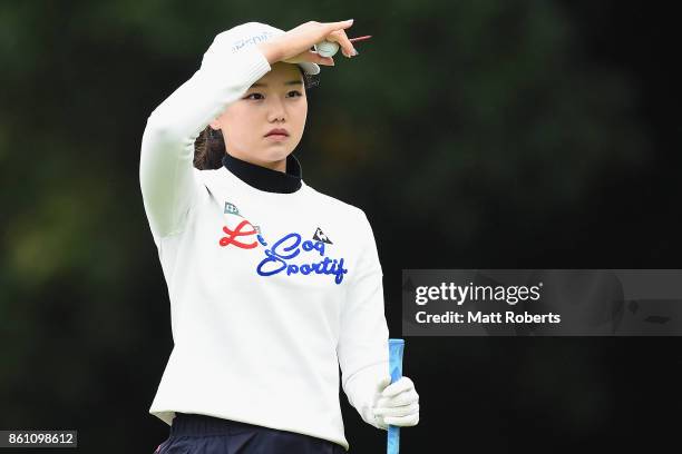 Yuting Seki of China looks on during the second round of the Fujitsu Ladies 2017 at the Tokyu Seven Hundred Club on October 14, 2017 in Chiba, Japan.