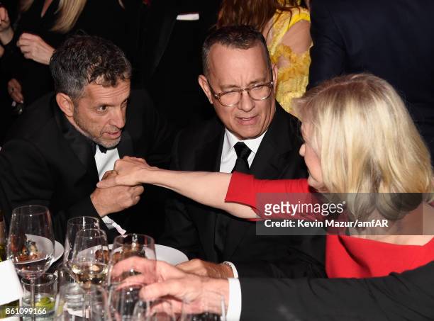 AamFAR board director Kenneth Cole, actor Tom Hanks, and journalist Diane Sawyer attend the amfAR Gala Los Angeles 2017 at Ron Burkle's Green Acres...