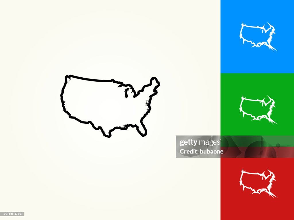 United States Map Black Stroke Linear Icon