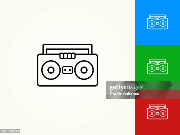 boom box black stroke linear icon - ghetto blaster stock illustrations