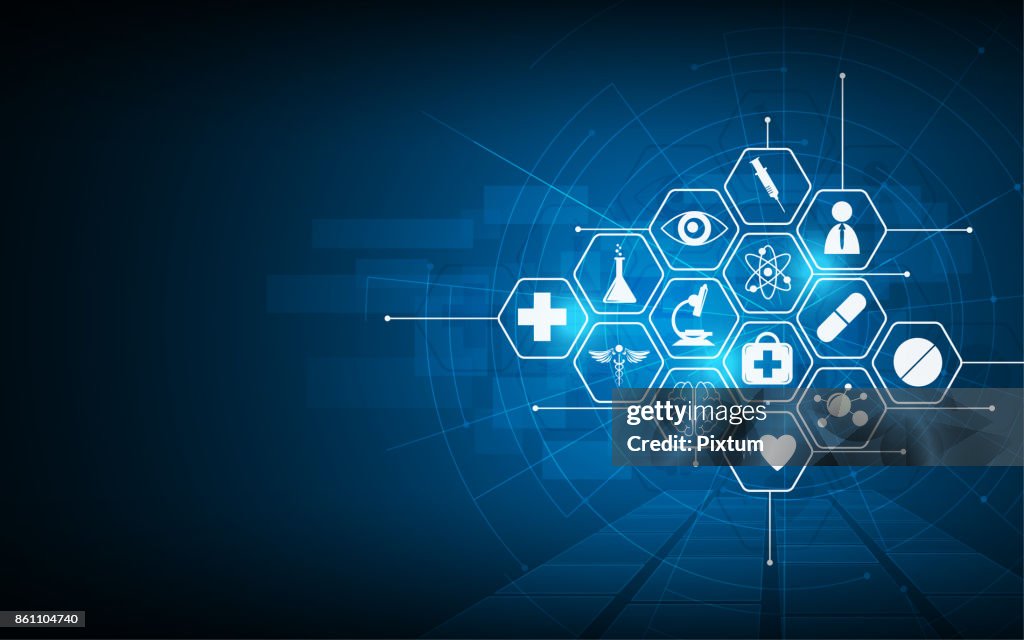 Ontwerp van de achtergrond van de concept van de medische innovatie van het patroon van gezondheidszorg pictogram