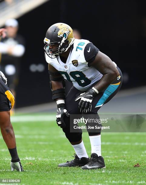 Jermey Parnell of the Jacksonville Jaguars in action during the game against the Pittsburgh Steelers at Heinz Field on October 8, 2017 in Pittsburgh,...