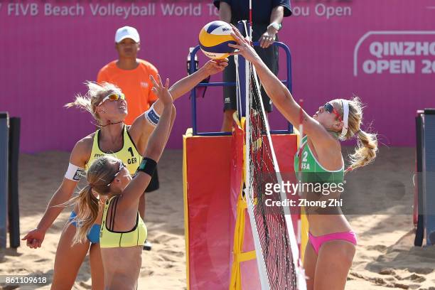 Summer Ross of the United States in action with Brooke Sweat of the United States during the match against Kim Behrens and Sandra Ittlinger of...